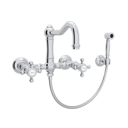 ROHL Wall Mount Bridge Kitchen Faucet With Sidespray And Column Spout A1456XMWSAPC-2